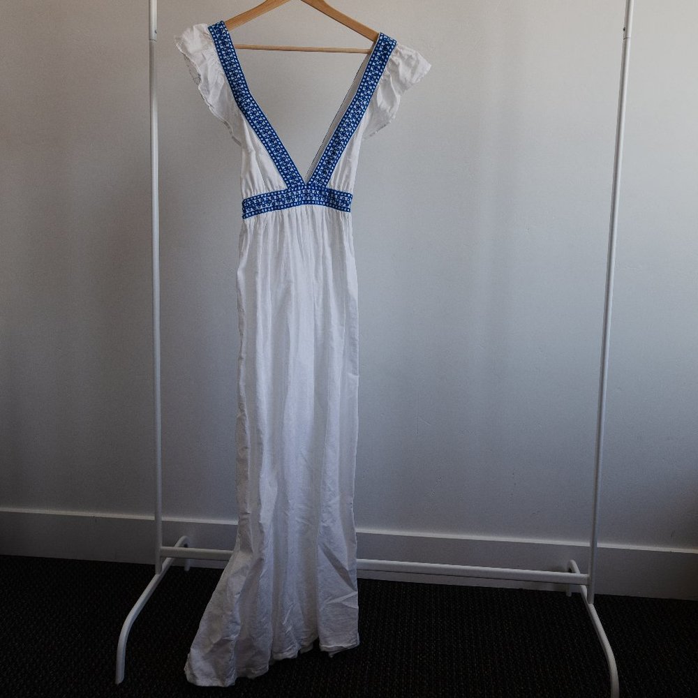 J. Crew Ruffle deep V-neck beach dress